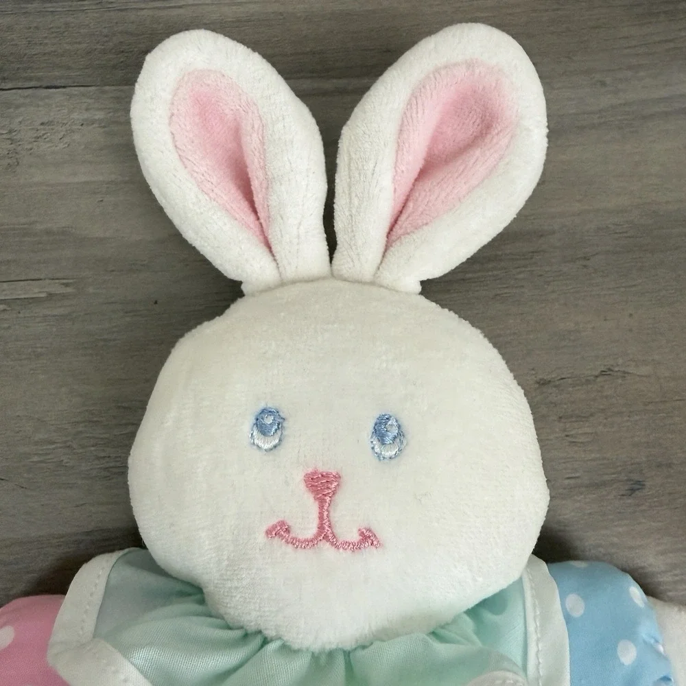 Vtg Eden Pastel Bunny Rabbit Soft Plush Toy Color Block Stuffed Animal 90s Lovey
